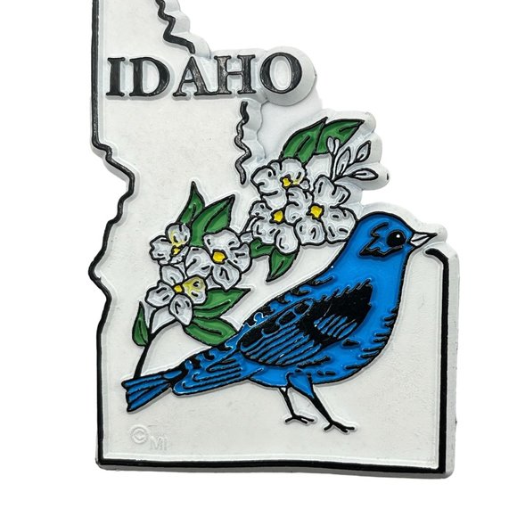 Idaho State Outline Refrigerator Magnet Vintage Bluebird Syringa Travel Souvenir - Picture 5 of 6